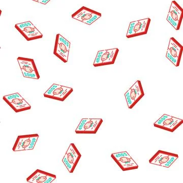 Soup tomato package isometric icon seamless pattern Stock Illustration