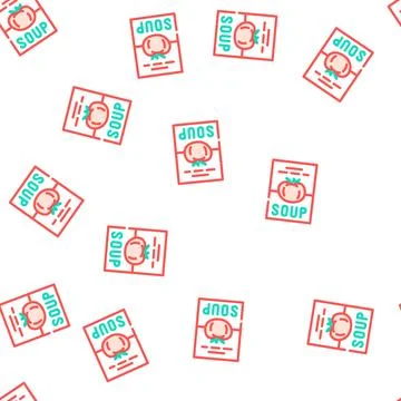 Soup tomato package vector seamless pattern Stock Illustration