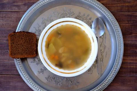 Soup on a tray Stock Photos