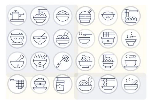 Soup Vector Graphics Pack including 24 Thin Line 256x256 Detail Enhanced Icon Stock Illustration