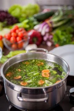 Soup with vegetables Stock Photos