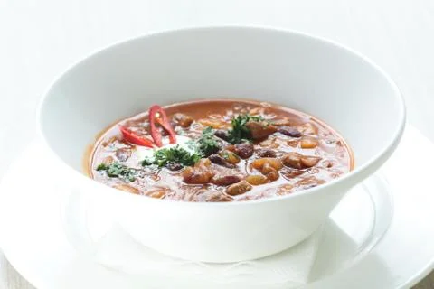 Soup in white dish Stock Photos