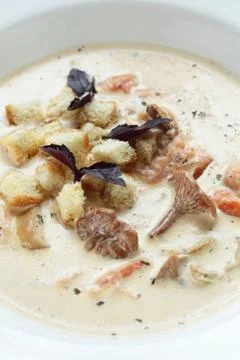 Soup in the white dish Stock Photos