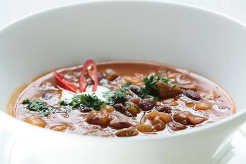 Soup in the white dish Stock Photos