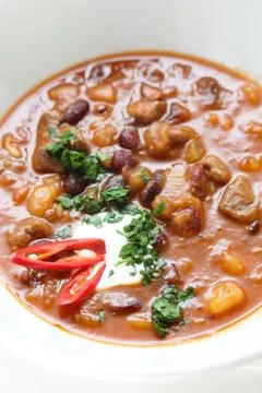 Soup in the white dish Stock Photos