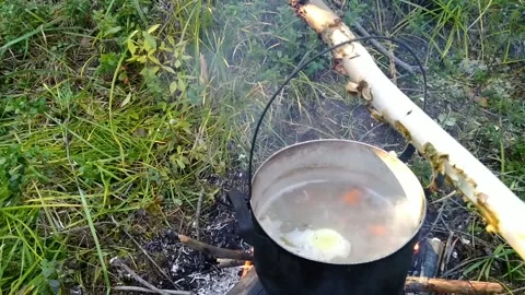 Soup in the woods on the fire Stock Footage 160807234