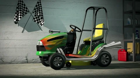 Souped-Up Riding Lawnmower Stock Footage 40804895