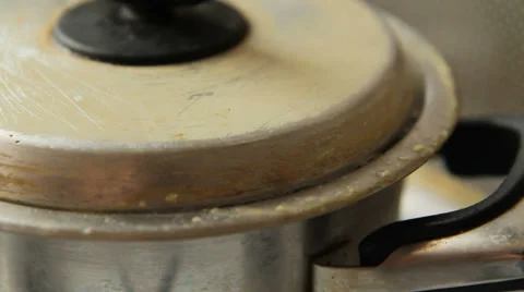 The soup’s boiling over macro Stock Footage 33195694