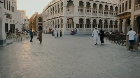 Souq Waqif in Doha Qatar main street zooming in afternoon shot Stock Footage 144575853