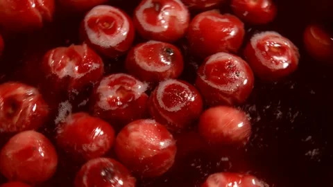 Sour cherry compote Stock Footage 328588072