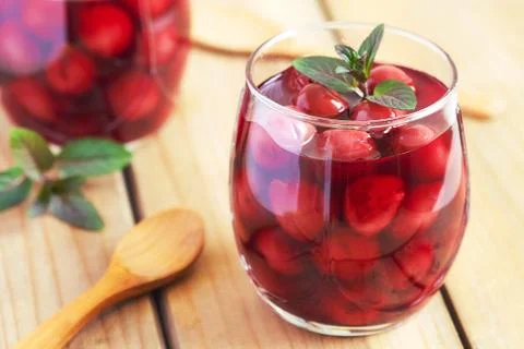 Sour cherry compote Stock Photos