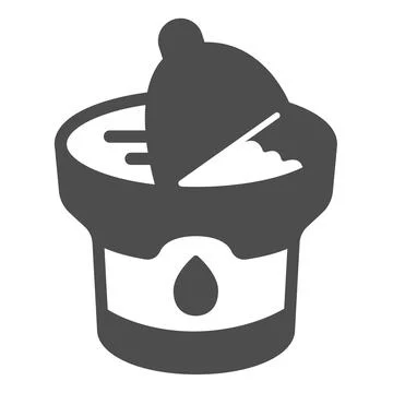 Sour cream packaging solid icon, dairy products concept, Yogurt container with Illustrazione stock