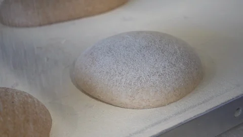 Sour dough bread preparation inside bakery, slow motion 스톡 동영상 101216604