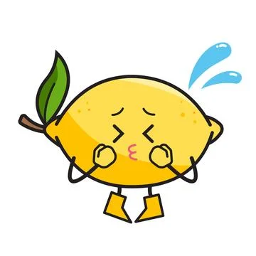 Sour faced lemon fruit mascot Stock Illustration