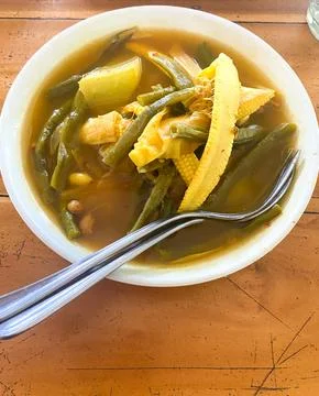 Sour vegetable curry is served on the table Foto stock