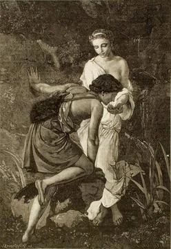 At the source. According to Munier s picture in Paris. ÅoskoczyÅ ski, Joz Foto stock