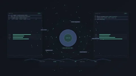 Source ai data core live code signal flow dark hori typescript Stock Footage 339652885