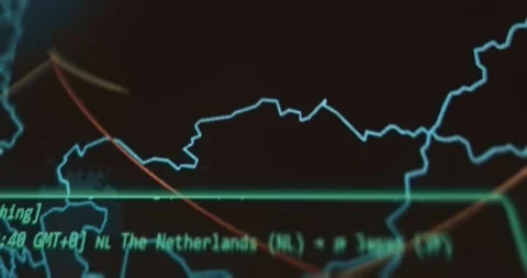 Source and target countries of cyber threats, live data Stock Footage 321760433