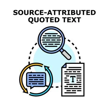Source attributed content and quoted text concept Stock Illustration