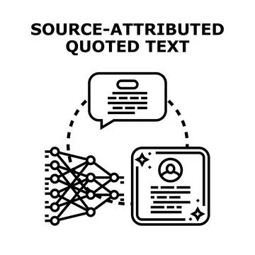 Source attributing quoted text for data integrity 库存插图
