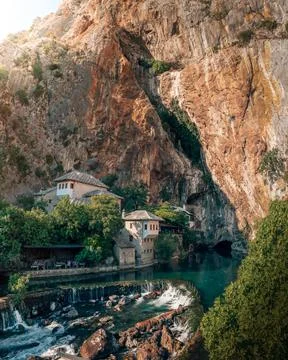 The Source of the Buna River at Blagaj Tekke, Near Mostar in Bosnia and Herze Stock Photos