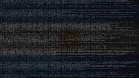Source code and flag of Argentina. Argentinean digital technology or programming Stock Illustration