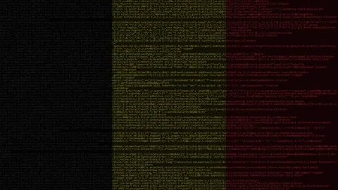 Source code and flag of Belgium. Belgian digital technology or programming Stock Footage 91668707