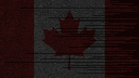 Source code and flag of Canada. Canadian digital technology or programming Stock Footage 91627123