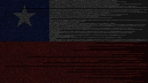 Source code and flag of Chile. Chilean digital technology or programming related Stock Footage 91668910
