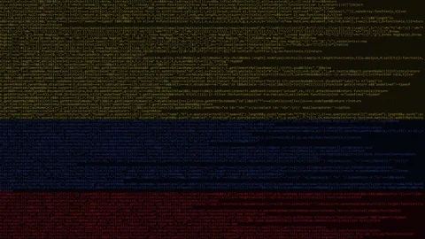 Source code and flag of Colombia. Colombian digital technology or programming Stock Footage 91669097