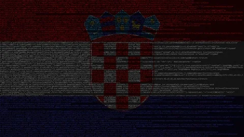Source code and flag of Croatia. Croatian digital technology or programming Stock Footage 91670845