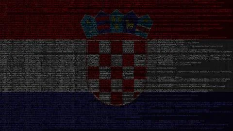 Source code and flag of Croatia. Croatian digital technology or programming Stock Illustration