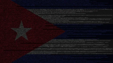 Source code and flag of Cuba. Cuban digital technology or programming related Stock Footage 91671017