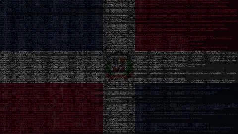 Source code and flag of the Dominican Republic. Digital technology or Stock Illustration
