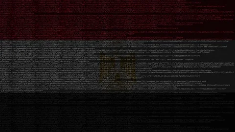 Source code and flag of Egypt. Egyptian digital technology or programming Stock Footage 91670632