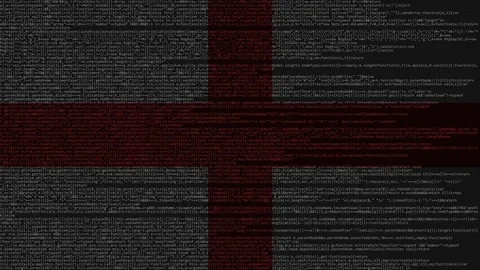 Source code and flag of England. English digital technology or programming Stock Footage 91721051