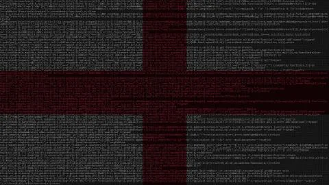 Source code and flag of England. English digital technology or programming Stock Illustration