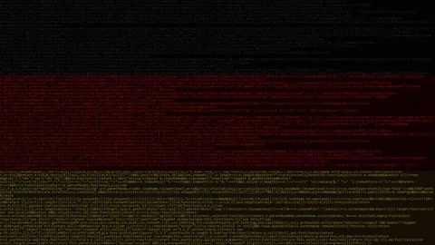 Source code and flag of Germany. German digital technology or programming Stock Footage 91628098