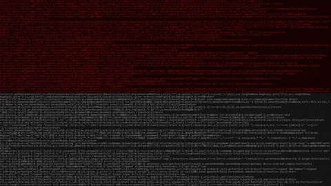 Source code and flag of Indonesia. Indonesian digital technology or programming Stock Footage 91669449