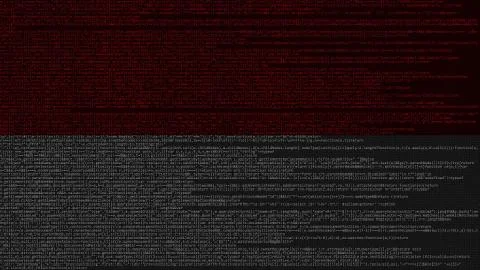 Source code and flag of Indonesia. Indonesian digital technology or programming Stock Illustration