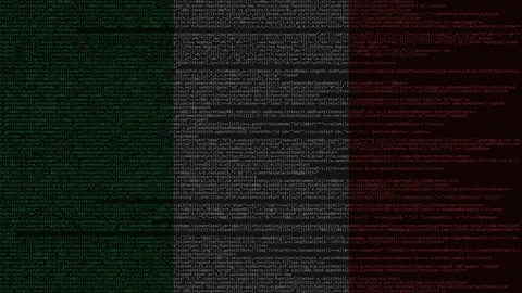 Source code and flag of Italy. Italian digital technology or programming related Stock Footage 91643767