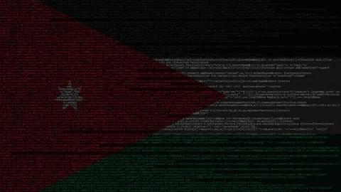 Source code and flag of Jordan. Jordanian digital technology or programming Stock Footage 91671214