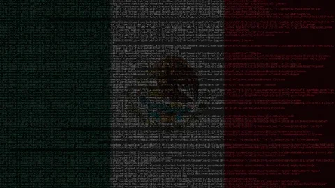 Source code and flag of Mexico. Mexican digital technology or programming Stock Footage 91645995
