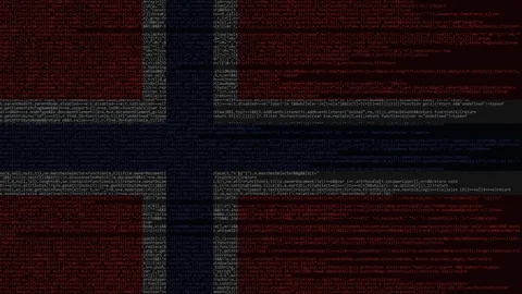 Source code and flag of Norway. Norwegian digital technology or programming Stock Footage 91631204