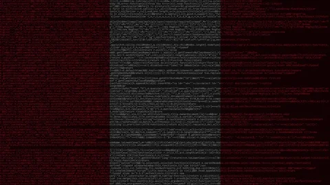 Source code and flag of Peru. Peruvian digital technology or programming related Stock Footage 91629304