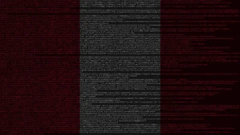 Source code and flag of Peru. Peruvian digital technology or programming related Illustration
