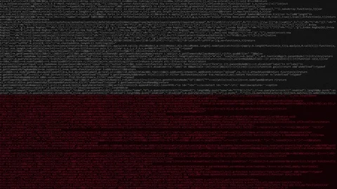 Source code and flag of Poland. Polish digital technology or programming related Stock Footage 91628933
