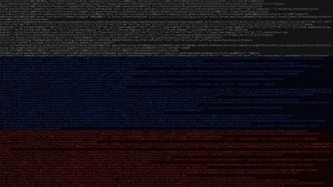 Source code and flag of Russia. Russian digital technology or programming Stock Footage 91626373