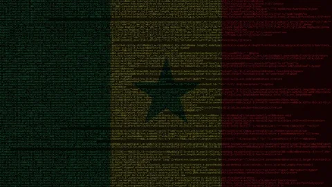 Source code and flag of Senegal. Senegalese digital technology or programming Stock Footage 91721921
