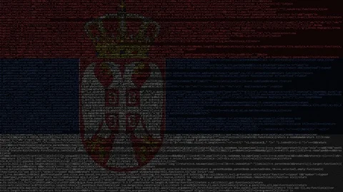 Source code and flag of Serbia. Serbian digital technology or programming Stock Footage 91669765